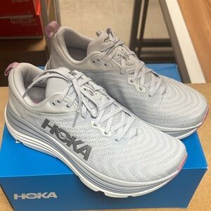 LAST ONE!!Hoka Women's Light Gray Running Shoes with Pink Accents